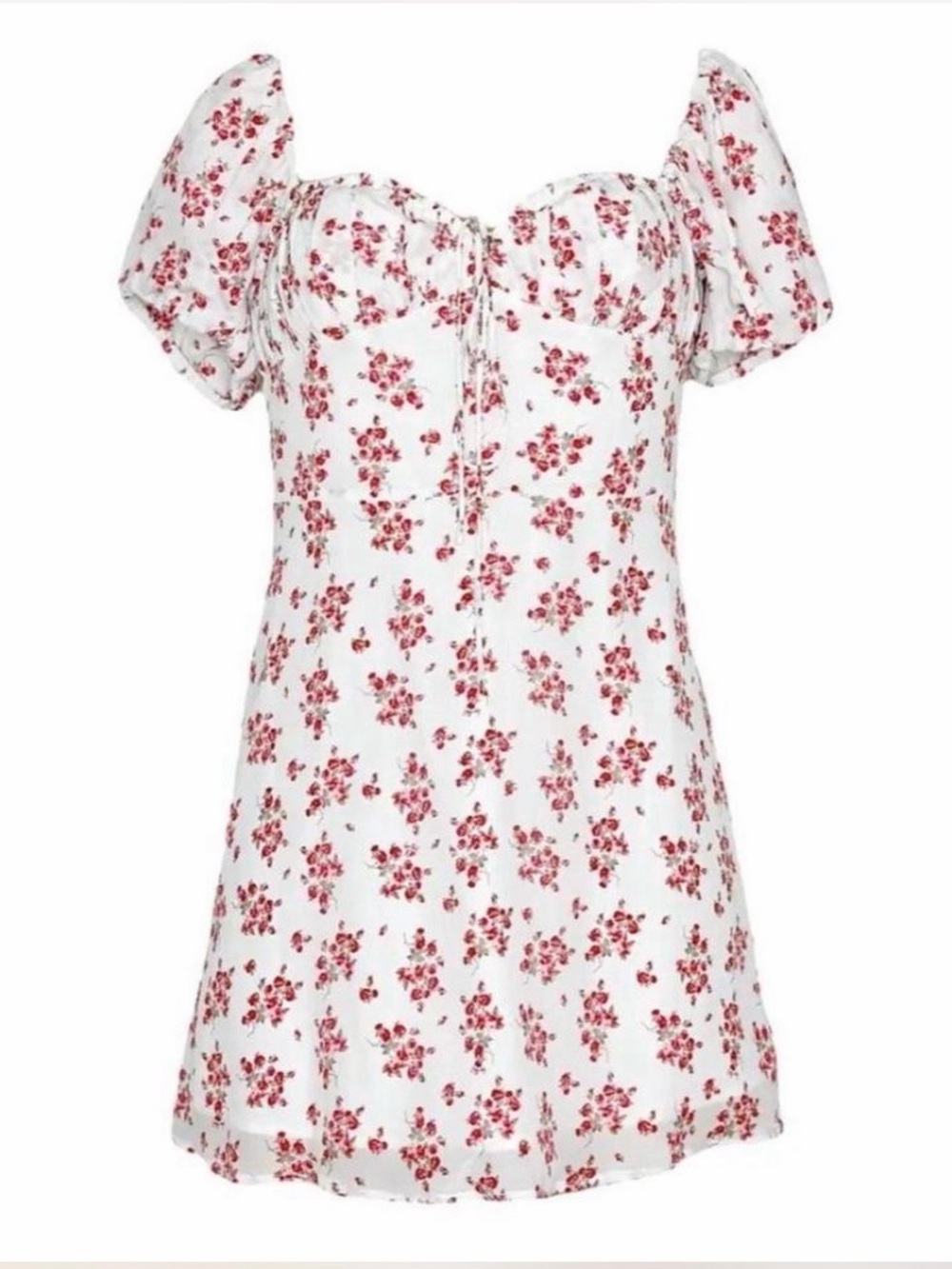 Realisation Par White Mini Dress with Red Floral Print